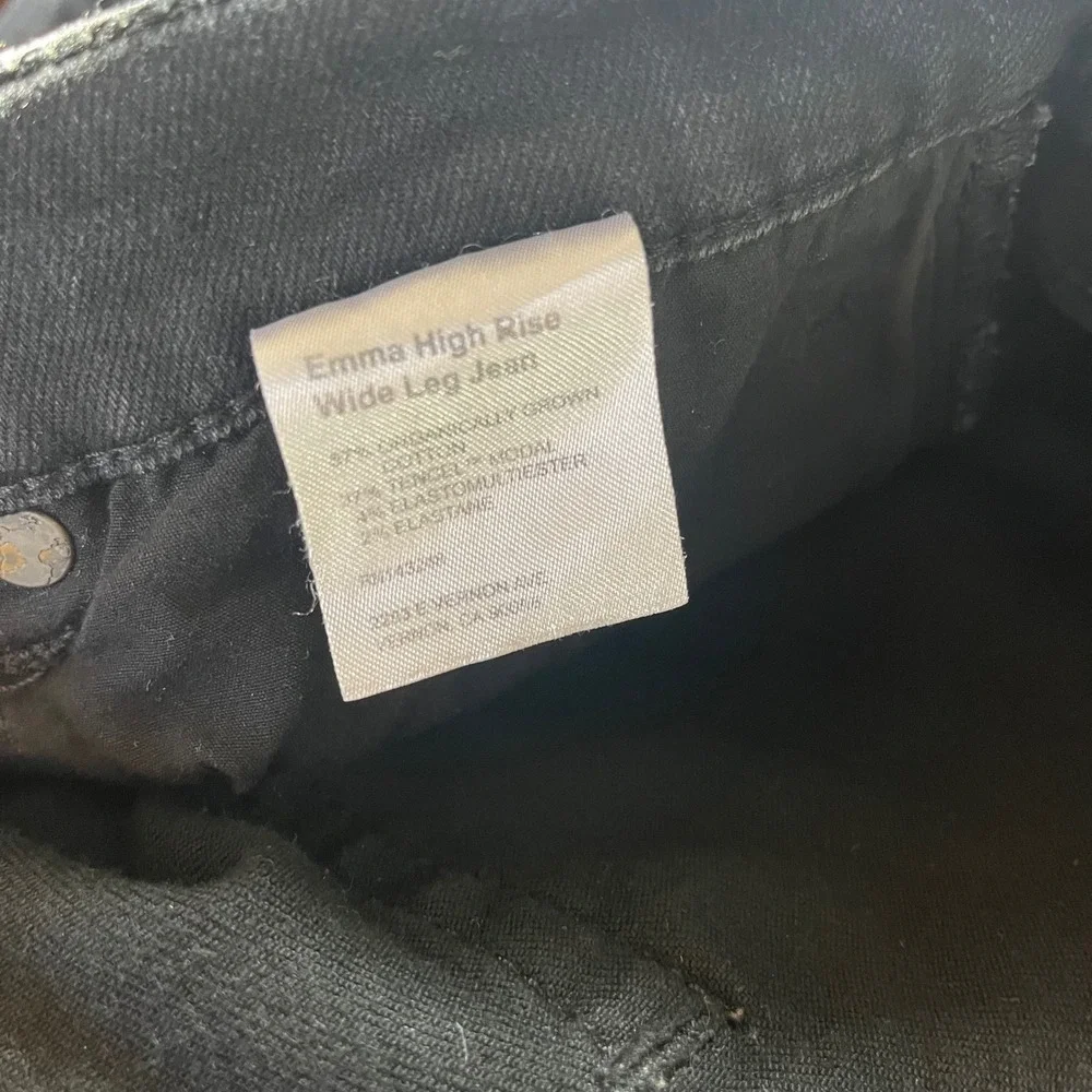 Reformation Emma High Rise Wide Leg Jeans Women‎ 31 Black Raw Hem Denim Casual